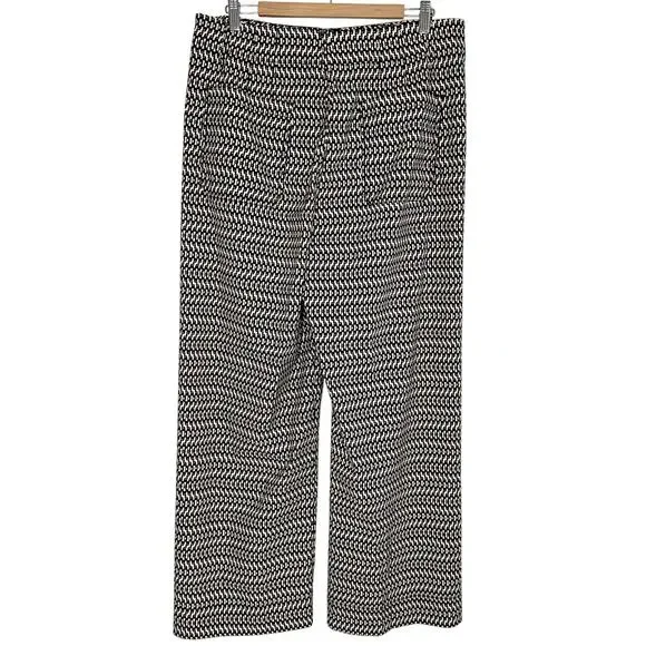 Anthropologie Maeve Colette Cropped Wide Leg Pants | Black White Print | SZ 33T - Picture 5 of 13